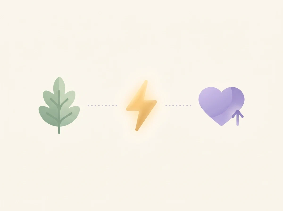 Simple illustration of plant extract supporting metabolism and energy - food supplement
